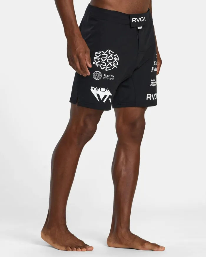 RVCA Shorts Hybrids Fight Scrapper Elastic Waist Walkshorts 15034 Black All Brand 2 8211 Men