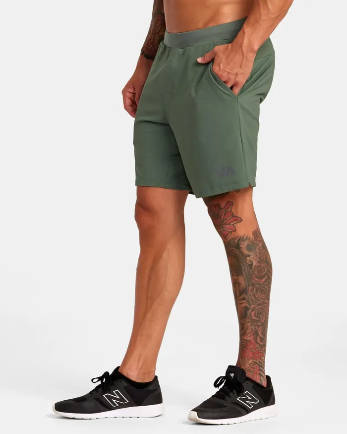 RVCA Shorts Hybrids VA Sport Trainer Elastic Waist Shorts Dark Cactus 8211 Men RVCA Shorts Hybrids VA Sport Trainer Elastic Waist Shorts Dark Cactus 8211 Men