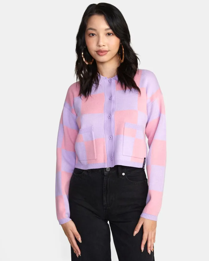 RVCA Sweaters Brady Cardigan Sweater Lavender 8211 Women