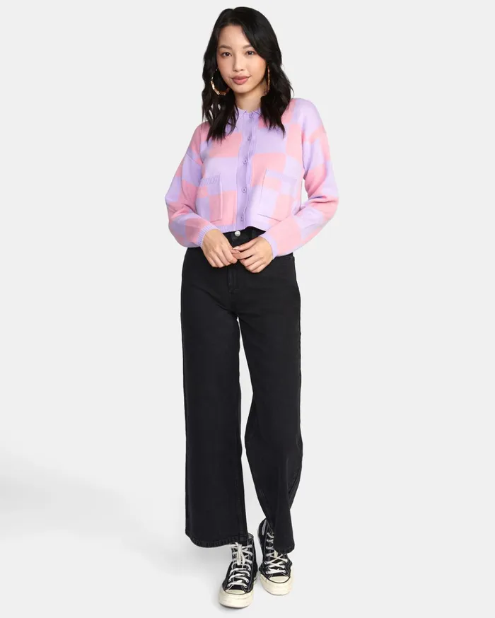 RVCA Sweaters Brady Cardigan Sweater Lavender 8211 Women