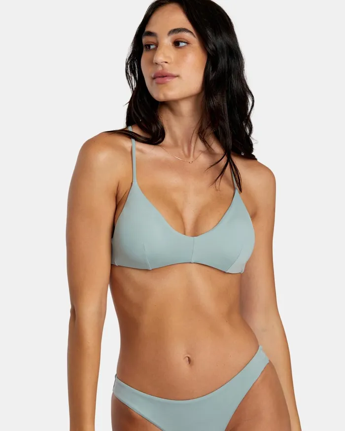 RVCA Swim New Arrivals Solid Crossback Bikini Top Shale 8211 Women