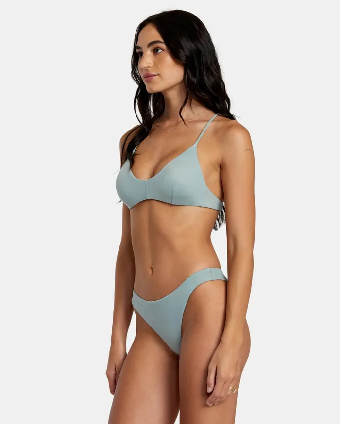 RVCA Swim New Arrivals Solid Crossback Bikini Top Shale 8211 Women