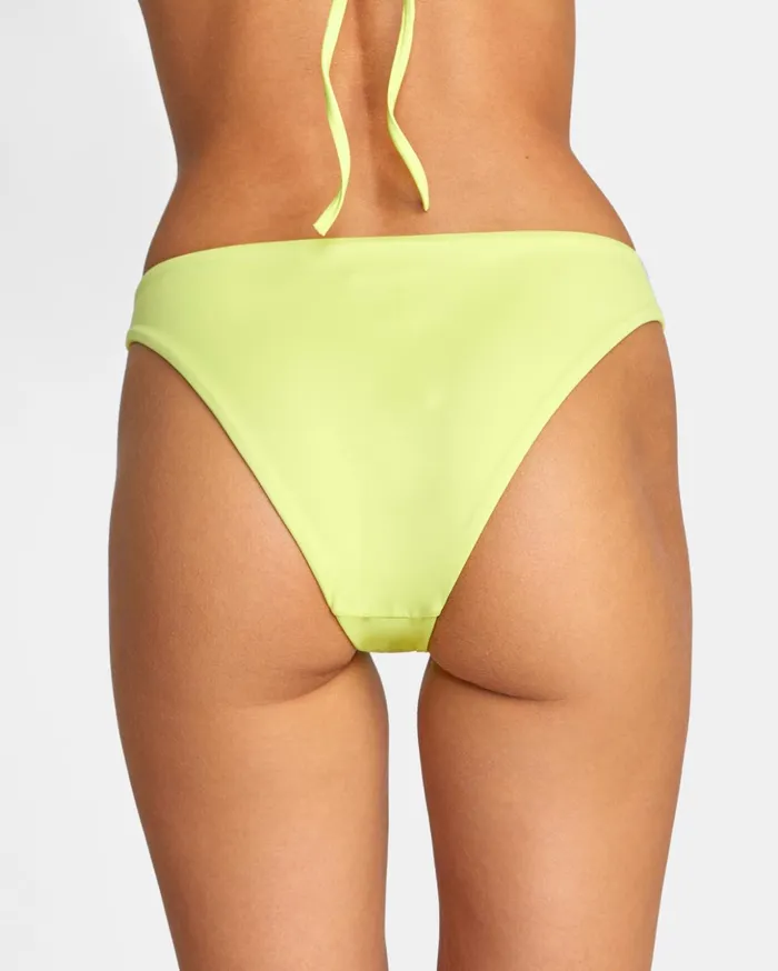 RVCA Swim New Arrivals Solid Medium Bikini Bottoms Limeade 8211 Women