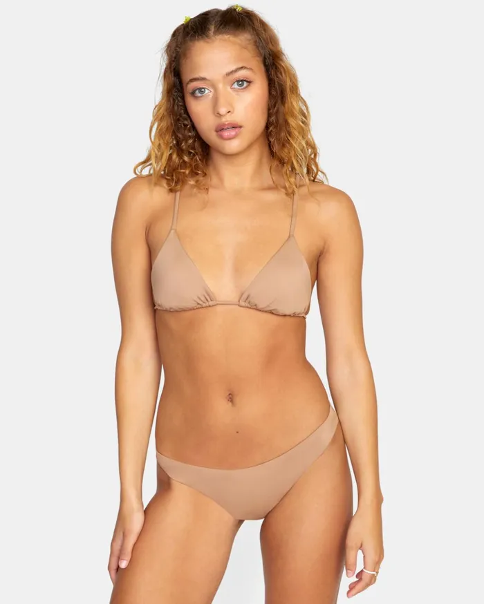 RVCA Swim New Arrivals Solid Slide Triangle Bikini Top Wood 8211 Women