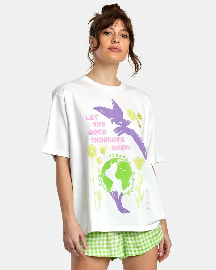 RVCA Tees Tanks Good Grow Anyday TShirt White 8211 Women