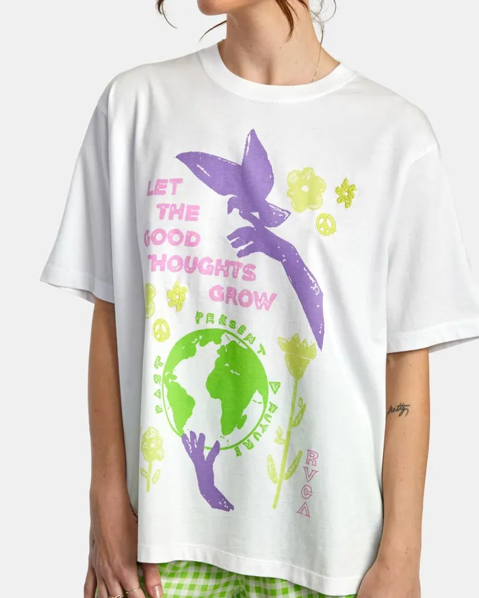 RVCA Tees Tanks Good Grow Anyday TShirt White 8211 Women