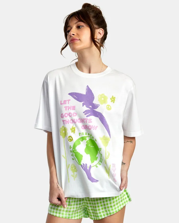 RVCA Tees Tanks Good Grow Anyday TShirt White 8211 Women