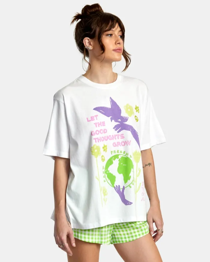RVCA Tees Tanks Good Grow Anyday TShirt White 8211 Women