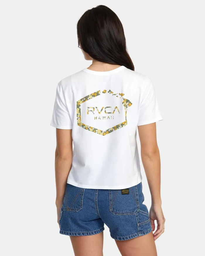 RVCA Tees Tanks Hawaii Hex TShirt White 8211 Women