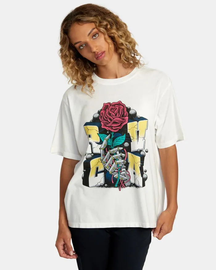 RVCA Tees Tanks Mandroid Tee Vintage White 8211 Women