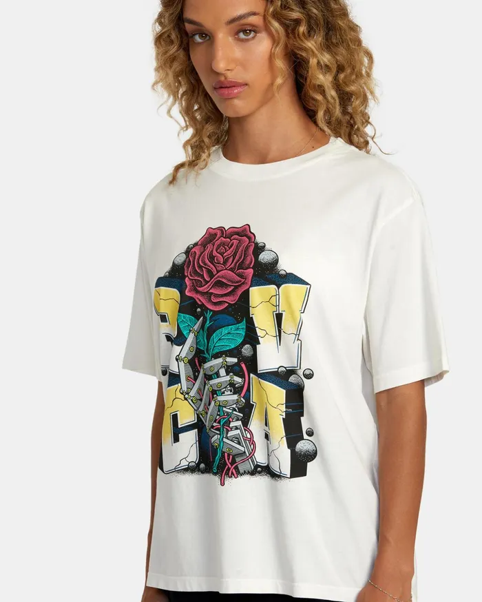 RVCA Tees Tanks Mandroid Tee Vintage White 8211 Women