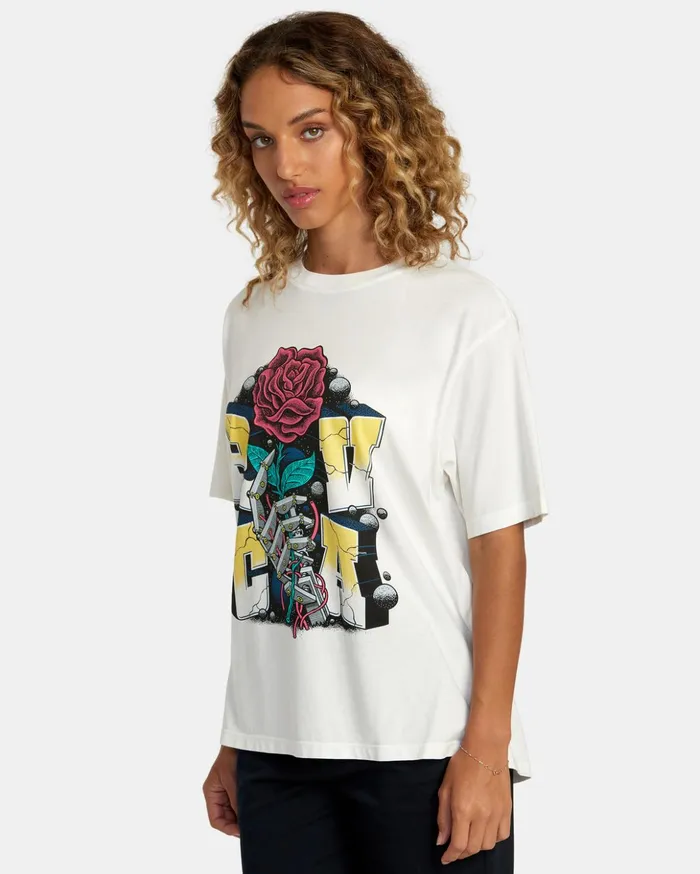 RVCA Tees Tanks Mandroid Tee Vintage White 8211 Women