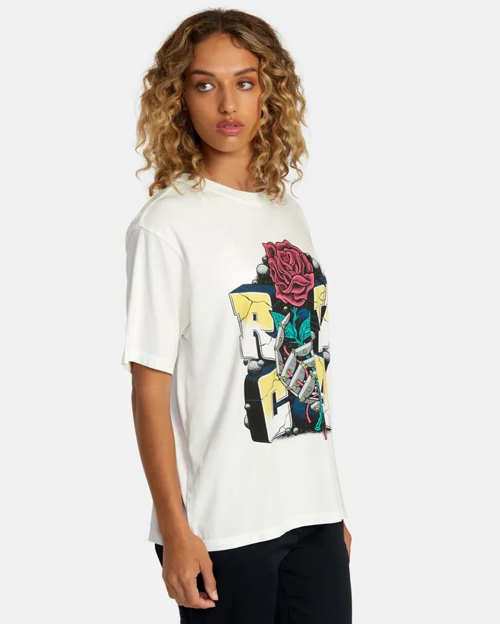 RVCA Tees Tanks Mandroid Tee Vintage White 8211 Women