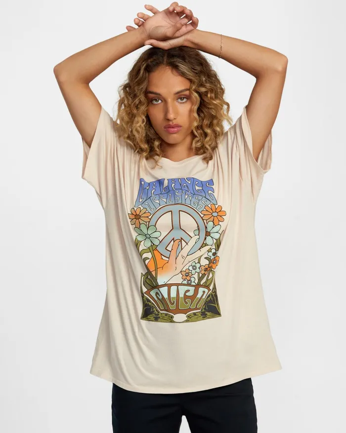 RVCA Tees Tanks Uprising Tee Chalk 8211 Women