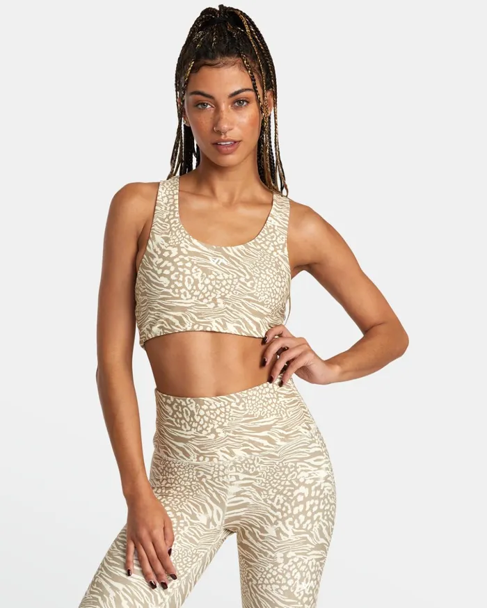 RVCA Tops VA Essential Mid Support Sports Bra Zeetah 8211 Women