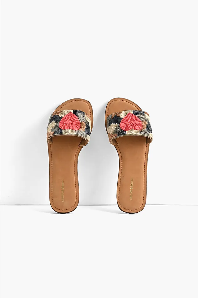 Sandals Don039t Hide Your Heart Beaded Slide Sandals America and Beyond Women