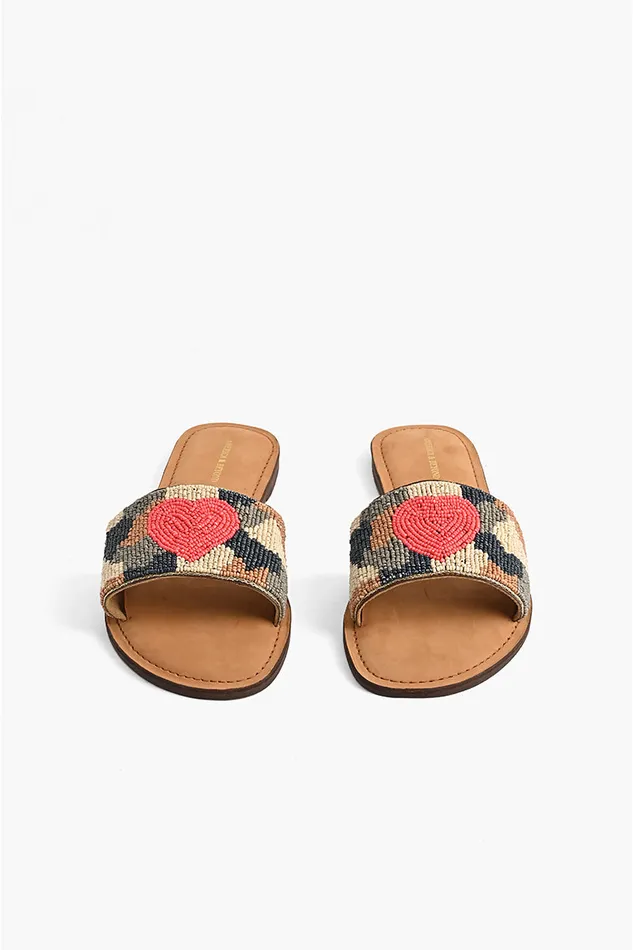 Sandals Don039t Hide Your Heart Beaded Slide Sandals America and Beyond Women