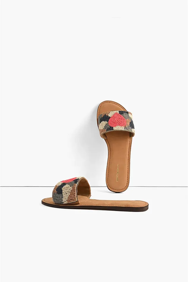 Sandals Don039t Hide Your Heart Beaded Slide Sandals America and Beyond Women