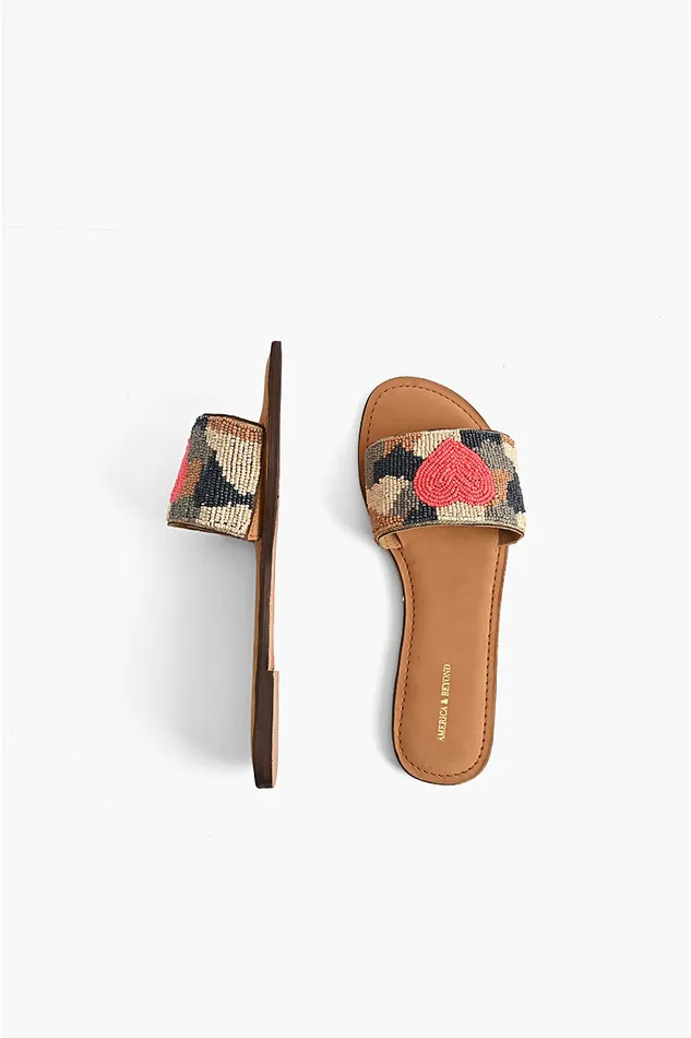 Sandals Don039t Hide Your Heart Beaded Slide Sandals America and Beyond Women