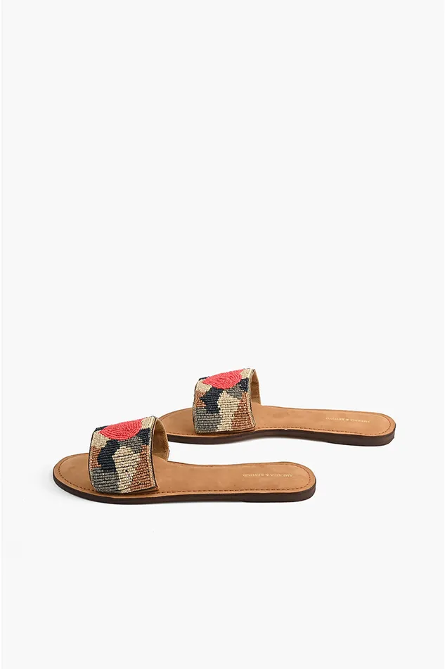 Sandals Don039t Hide Your Heart Beaded Slide Sandals America and Beyond Women