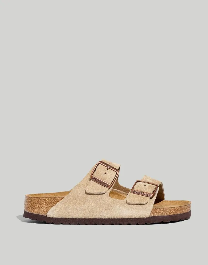 Sandals Women Madewell Birkenstock Arizona Soft Footbed Sandals In Nubuck Taupe