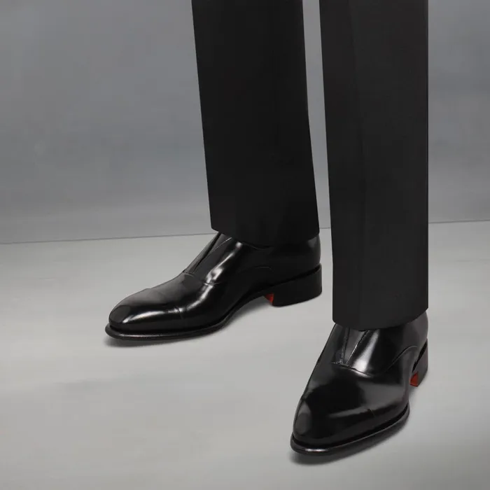 Santoni Black Leather LaceUp Shoe Men LaceUps
