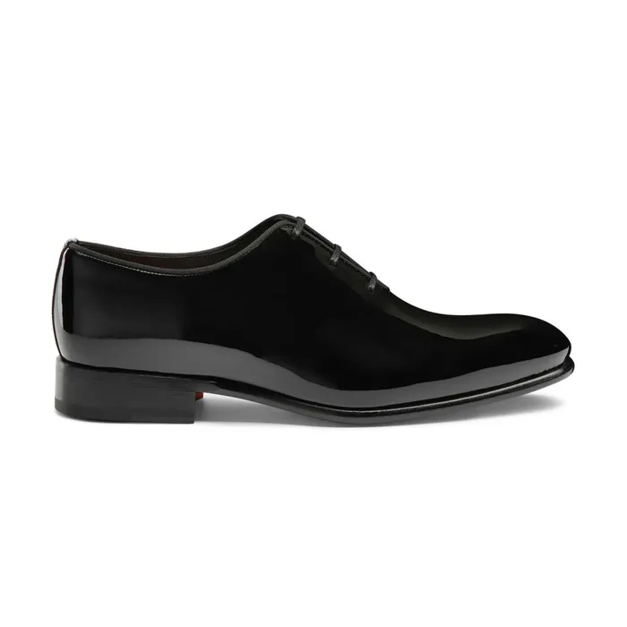 Santoni Black Patent Leather Oxford Shoe Men LaceUps
