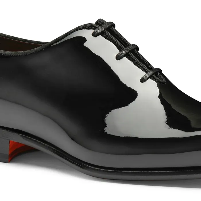 Santoni Black Patent Leather Oxford Shoe Men LaceUps