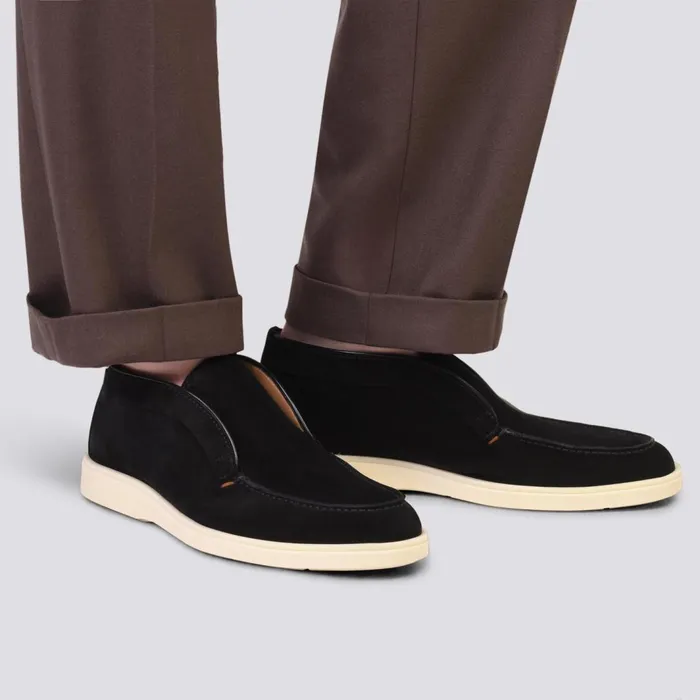 Santoni Black Suede Desert Boot Men Boots