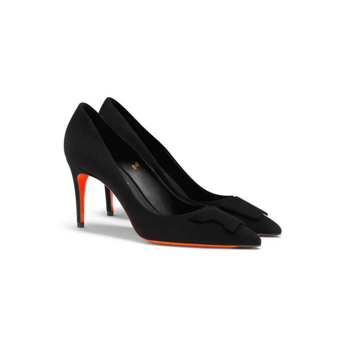 Santoni Black Suede HighHeel Sibille Pump Women Pumps and Heels