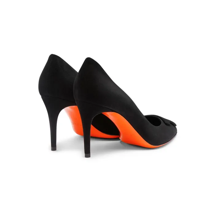 Santoni Black Suede HighHeel Sibille Pump Women Pumps and Heels