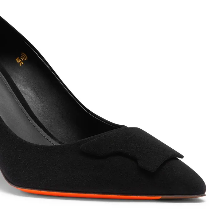 Santoni Black Suede HighHeel Sibille Pump Women Pumps and Heels
