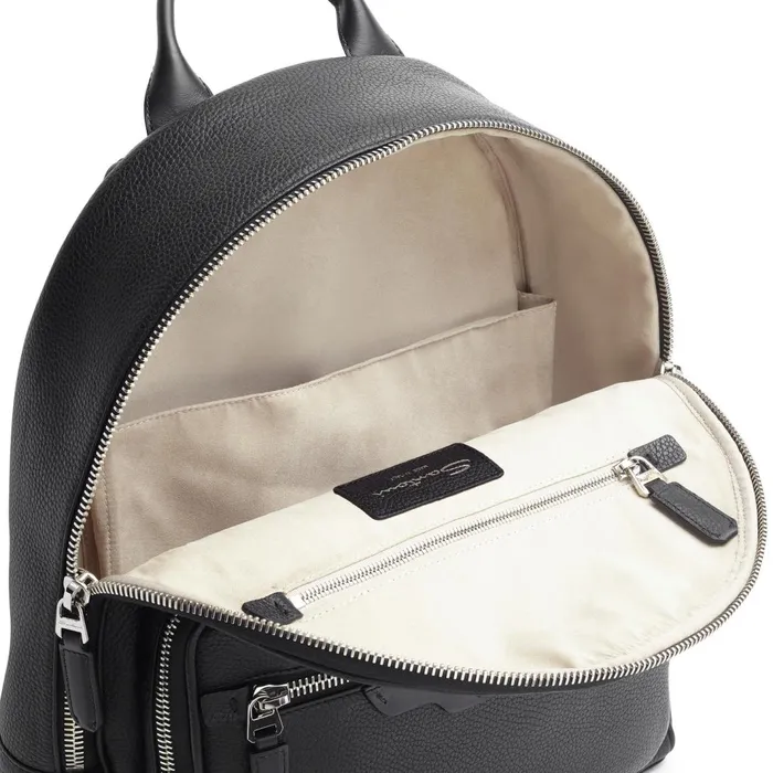 Santoni Black Tumbled Leather Backpack Men Bags and Backpacks