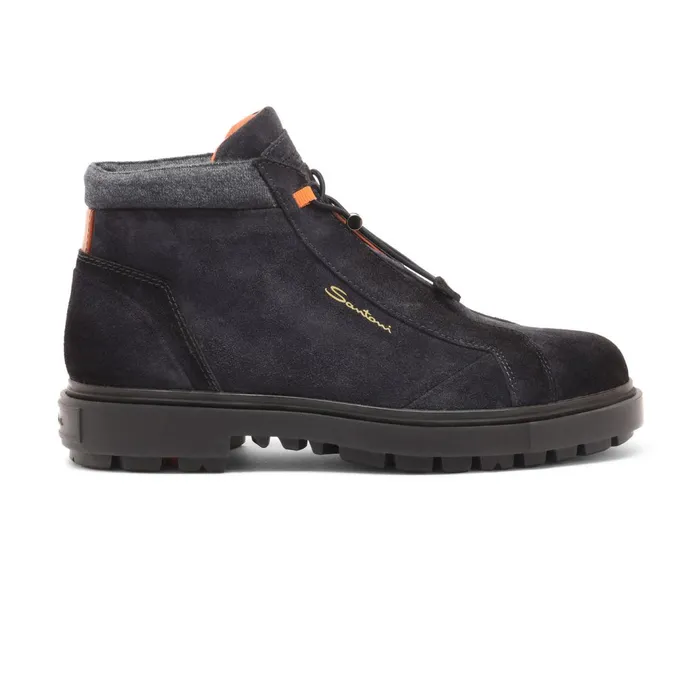 Santoni Blue Suede Hiking Boot Men Boots