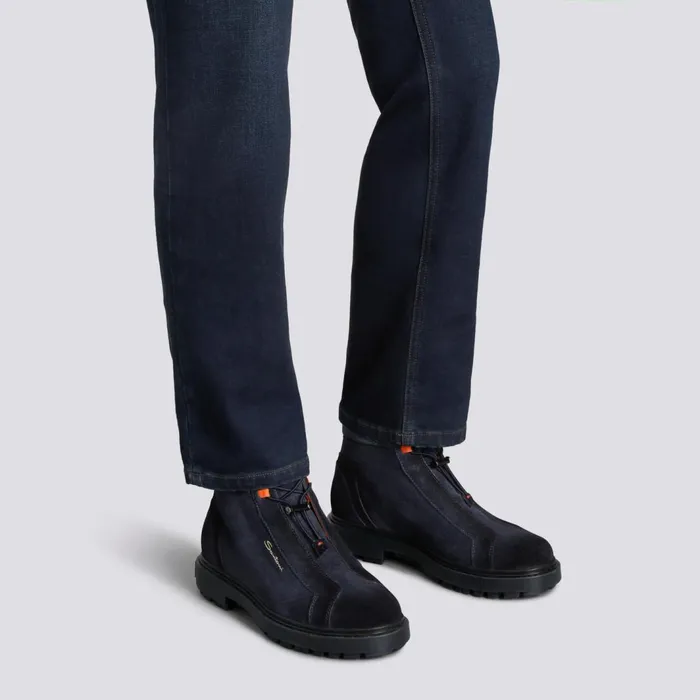 Santoni Blue Suede Hiking Boot Men Boots