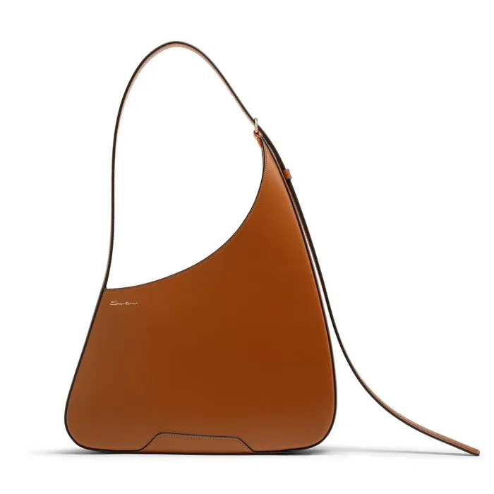Santoni Brown Leather The Pluto Hobo Shoulder Bag Women Bags