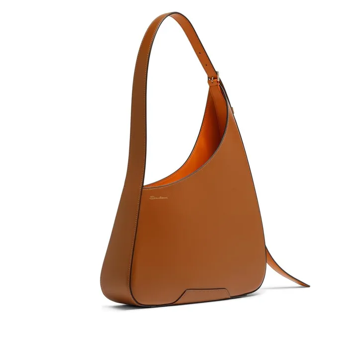 Santoni Brown Leather The Pluto Hobo Shoulder Bag Women Bags