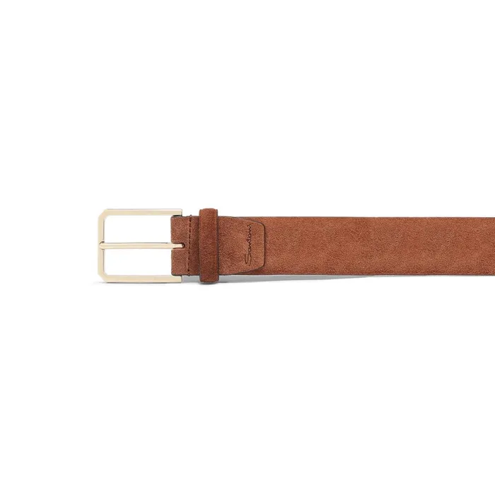 Santoni Brown Suede Adjustable Belt Men Belts