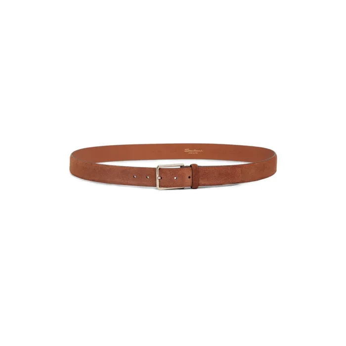 Santoni Brown Suede Adjustable Belt Men Belts