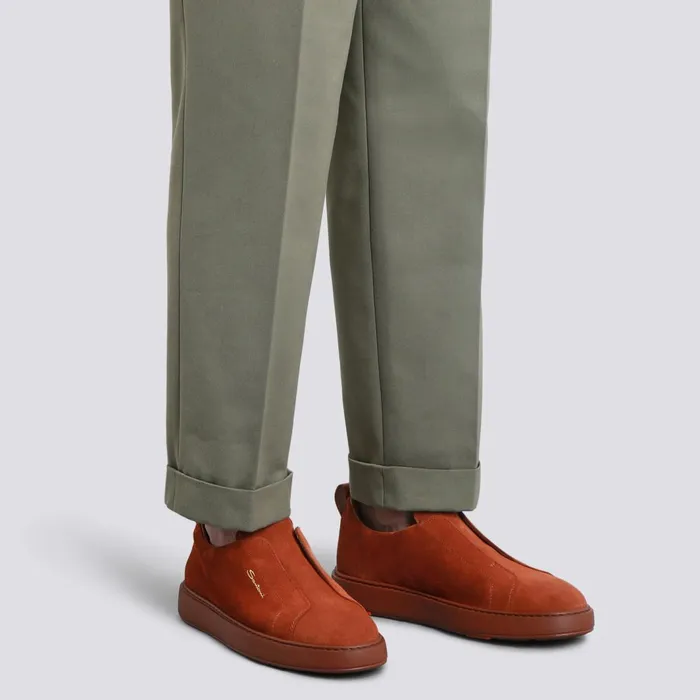 Santoni Brown Suede SlipOn Sneaker Men Sneakers