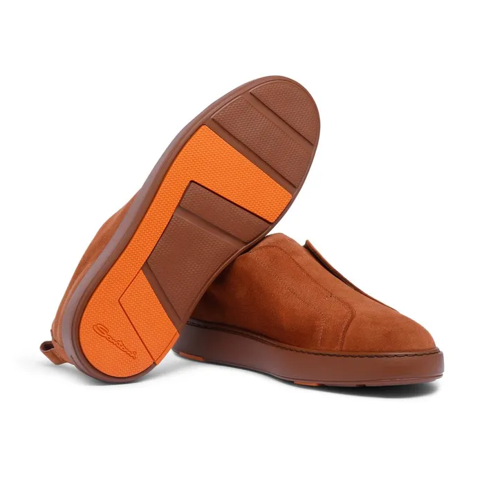 Santoni Brown Suede SlipOn Sneaker Men Sneakers