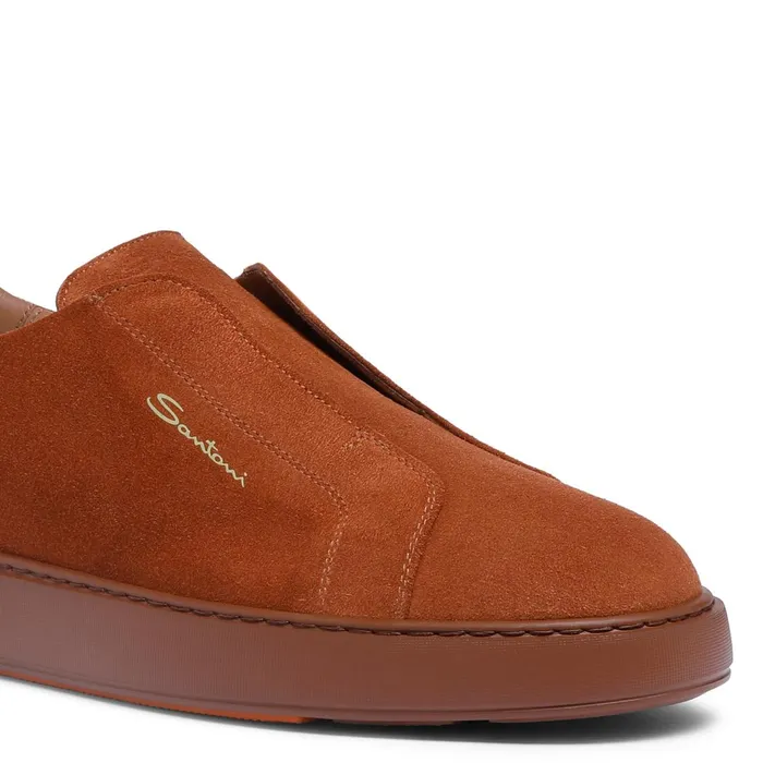 Santoni Brown Suede SlipOn Sneaker Men Sneakers