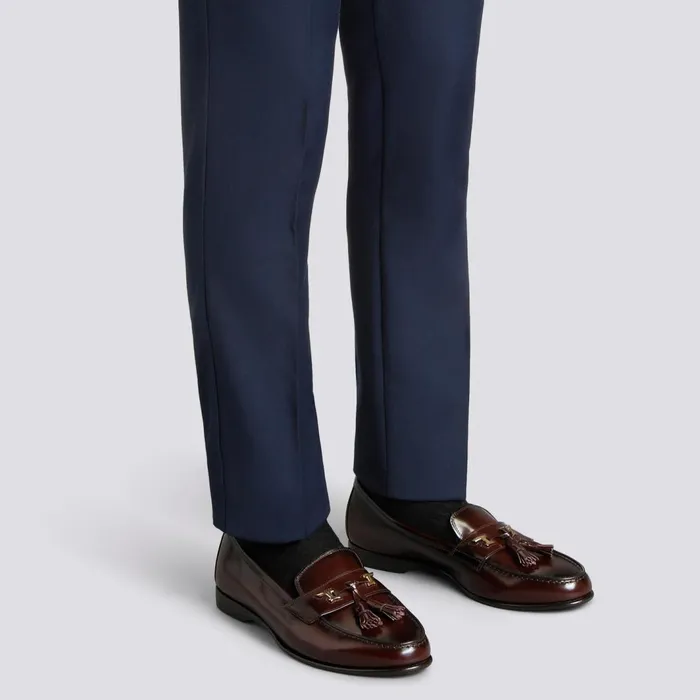 Santoni Burgundy Leather Andrea Tassel Loafer Men Loafers