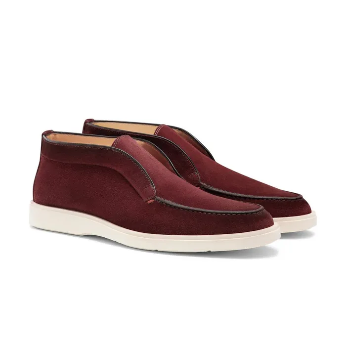 Santoni Burgundy Suede Desert Boot Men Boots