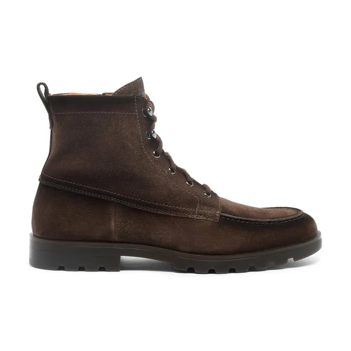 Santoni Dark Brown Suede Ankle Boot Men Boots