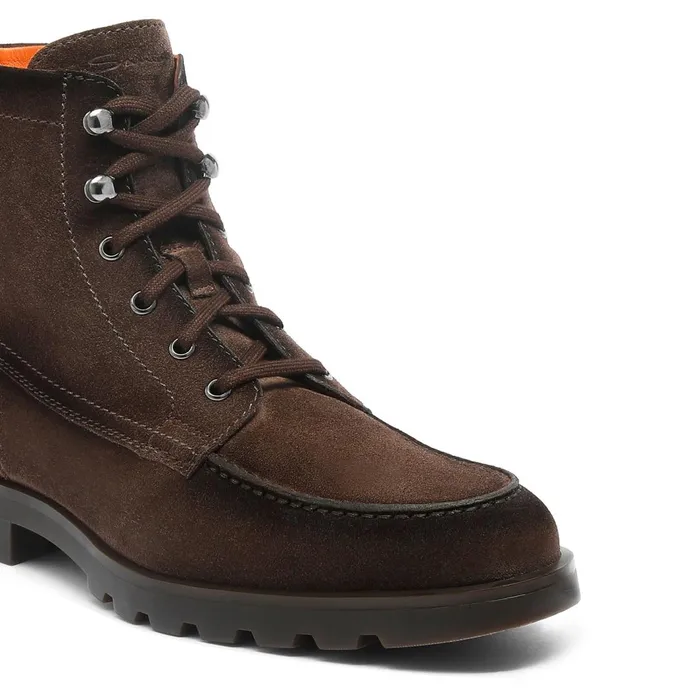 Santoni Dark Brown Suede Ankle Boot Men Boots