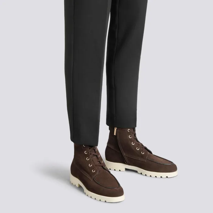 Santoni Dark Brown Suede Ankle Boot Women Boots and Ankle Boots