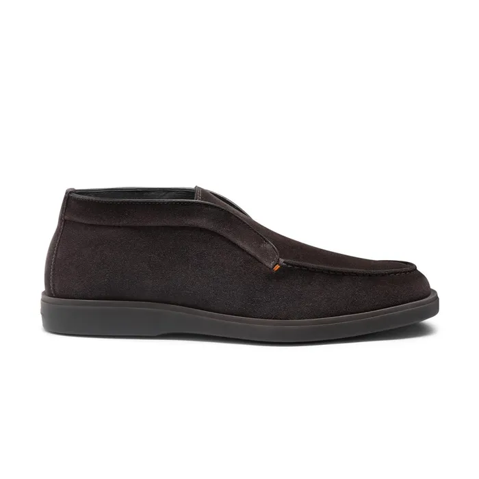 Santoni Grey Suede Desert Boot With Fur Men Boots