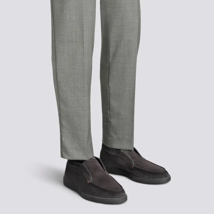Santoni Grey Suede Desert Boot With Fur Men Boots