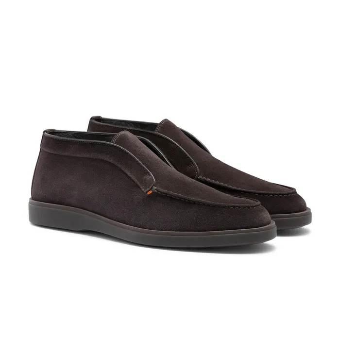 Santoni Grey Suede Desert Boot With Fur Men Boots